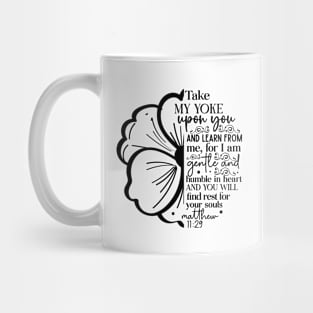 Matthew 11:29 Inspirational Religious Quote Floral Comfort Mug